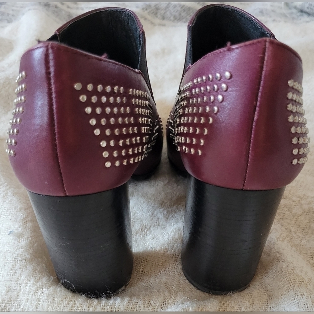 See by Chloe Leather Carnaby Shine Studded Ankle Bootie Ginger Burgundy-Size 38 - Picture 6 of 6
